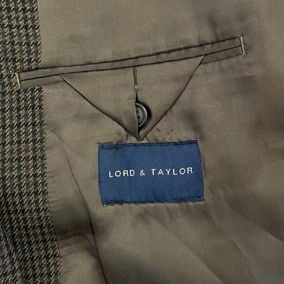 Lauren Ralph Lauren Wool Blazer Mens 44L Houndstooth Brown Sport Coat Jacket - Picture 14 of 16